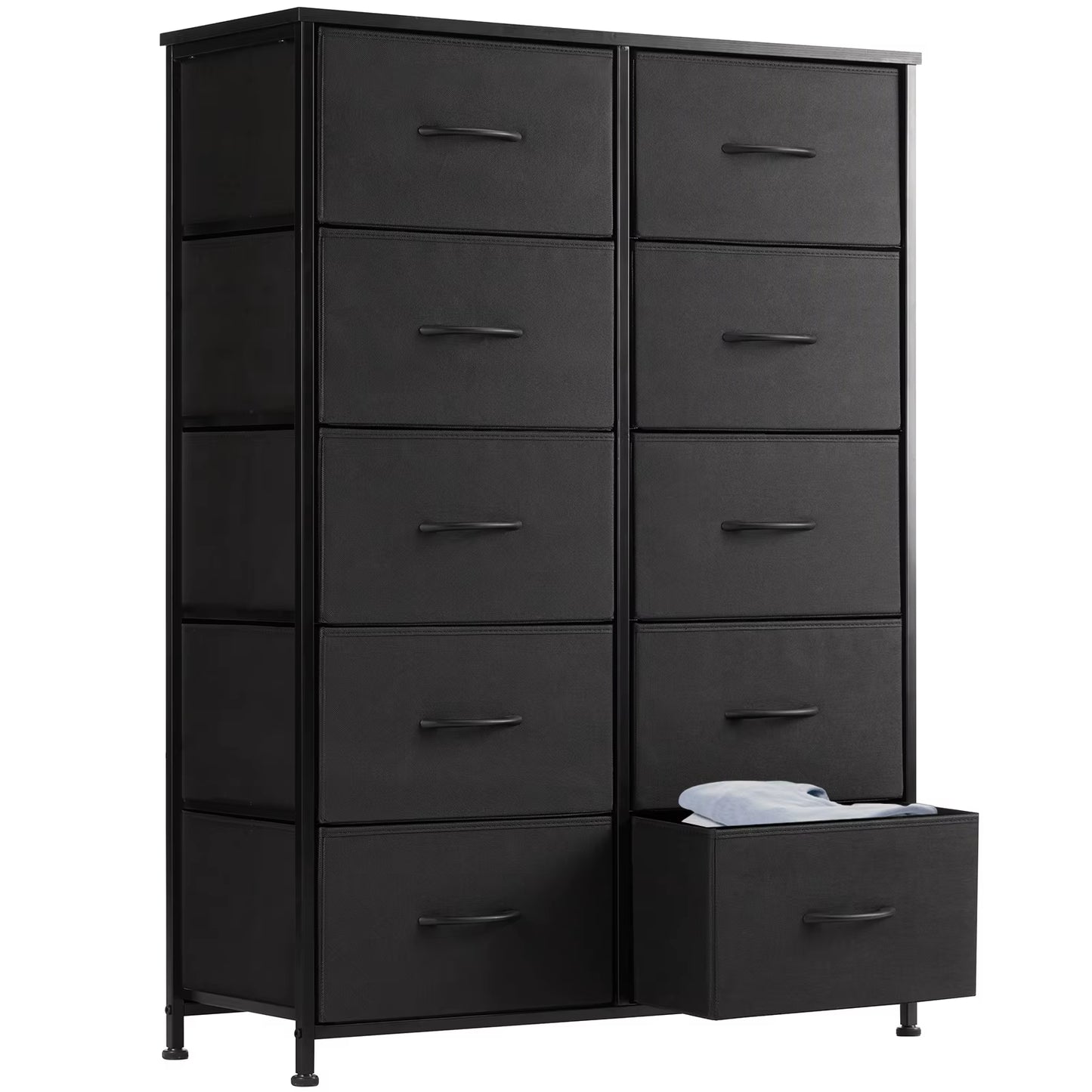 Bedside Table for Bedroom with 10 Fabric Drawers Wardrobe Steel Frame Closet for Storage Cabinet Living Room of Furniture