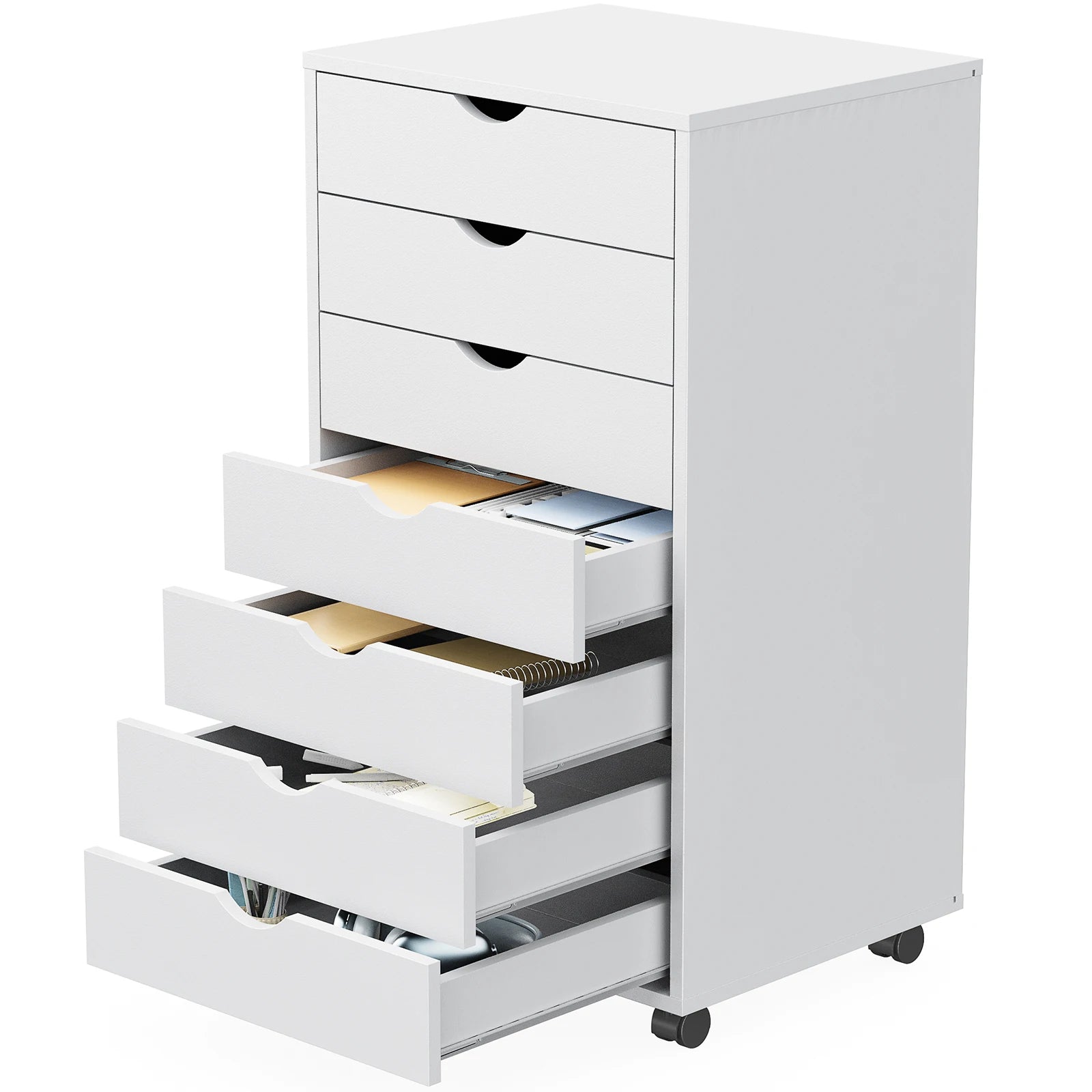 7 Drawer Chest Dressers Nightstand Storage Cabinet Wooden File Office Mobile Cabinet Wheels Living Room Organizer Rolling