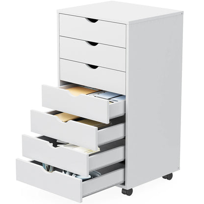 7 Drawer Chest Dressers Nightstand Storage Cabinet Wooden File Office Mobile Cabinet Wheels Living Room Organizer Rolling