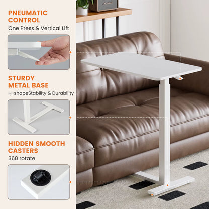 Overbed Bedside Sofa Table with Hidden Wheels Adjustable Height Home Use Bed Table Laptop Mobile Standing Desk for Bedroom