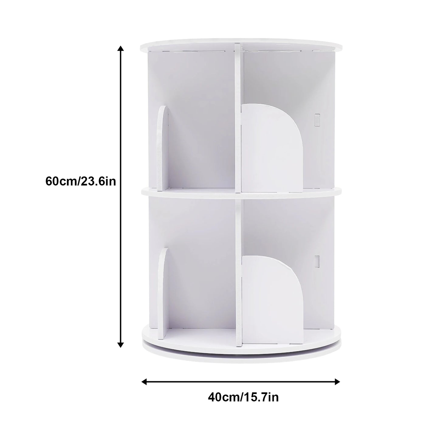 2/4-Tier Wooden Rotatable Bookshelf - 360°Display Floor Standing Storage Rack, White Multifunctional Bookshelf Organizer
