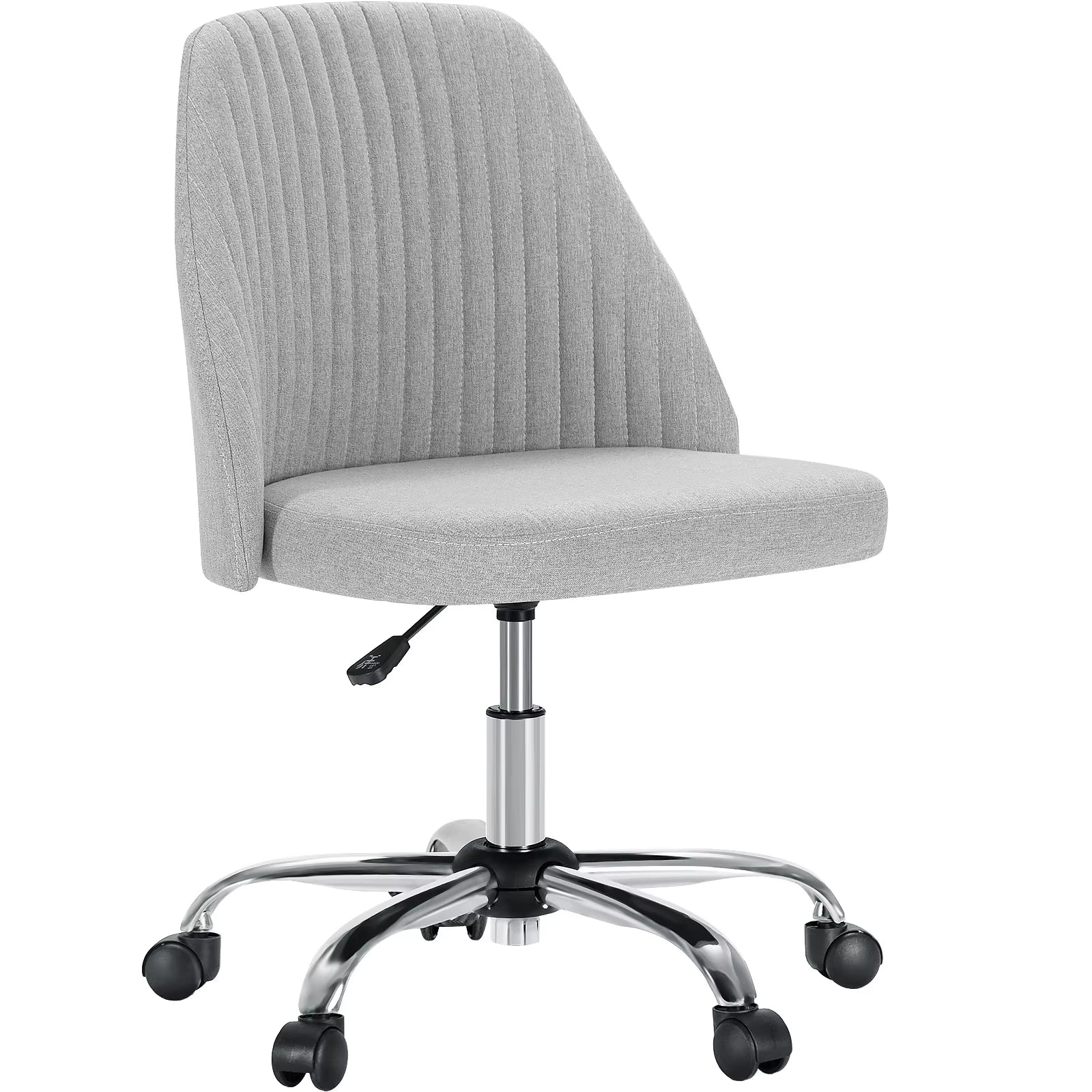 Armless Small Desk Office Chair Cute Vanity Swivel Chair with Back Modern Fabric with Wheels Swivel Task Home Gaming Chair