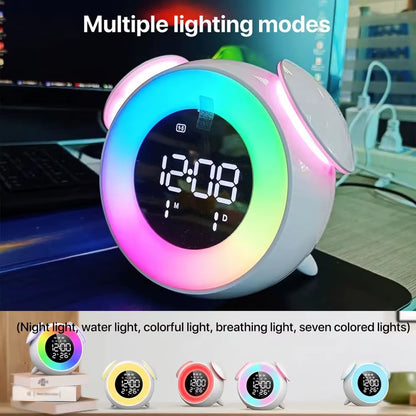Rechargeable Awakening Digital Alarm Clock with Sunrise Sunset Light Simulation and Colorful Atmosphere LED Lighting Effects