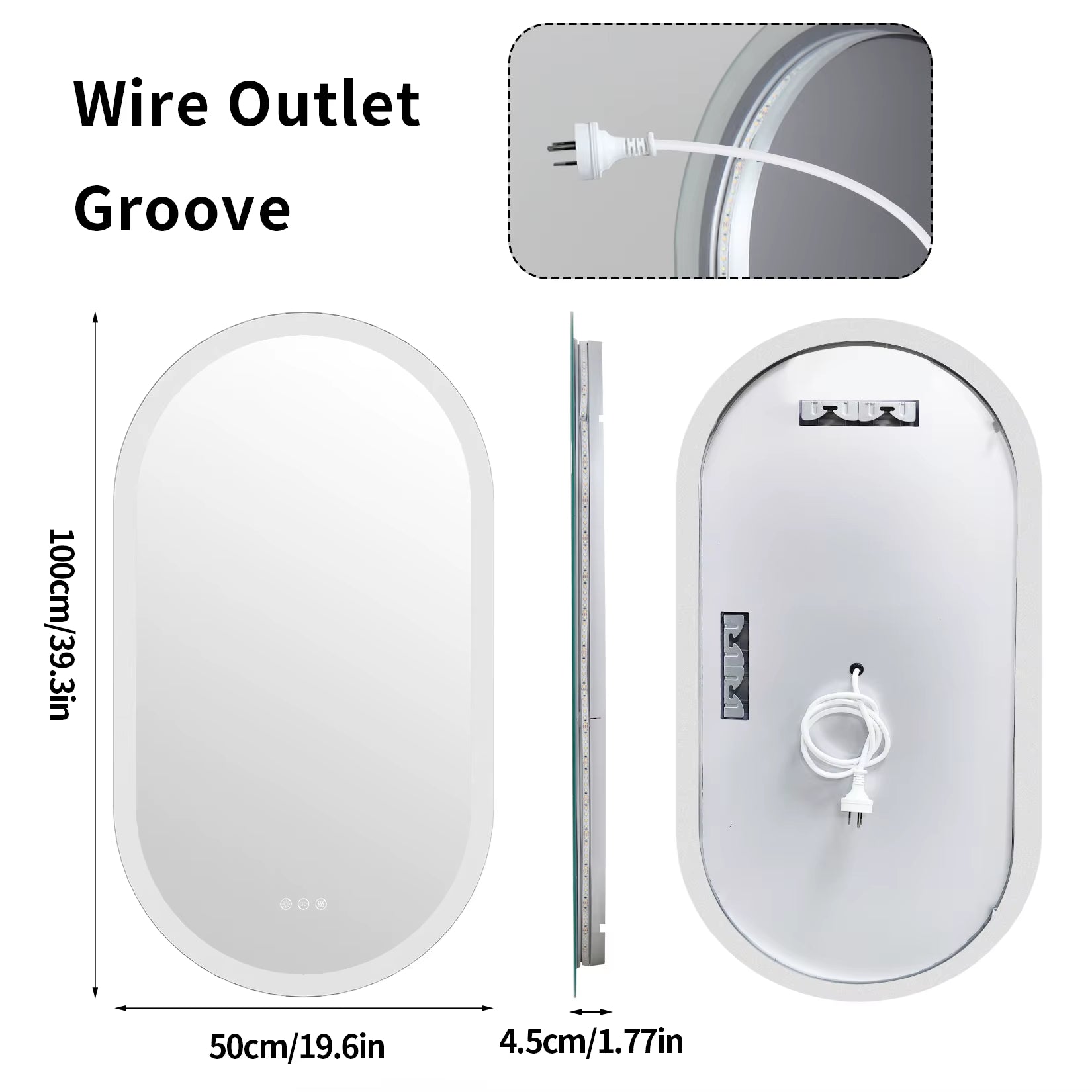 Led Bathroom Mirror for Wall Mounted Oval Lighted Vanity Mirror with Lights Backlit, Frameless Wall Mirror with Lights Anti-Fog
