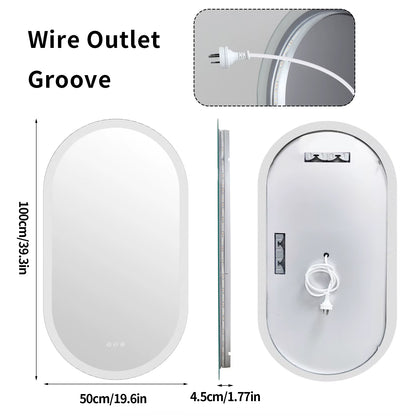 Led Bathroom Mirror for Wall Mounted Oval Lighted Vanity Mirror with Lights Backlit, Frameless Wall Mirror with Lights Anti-Fog