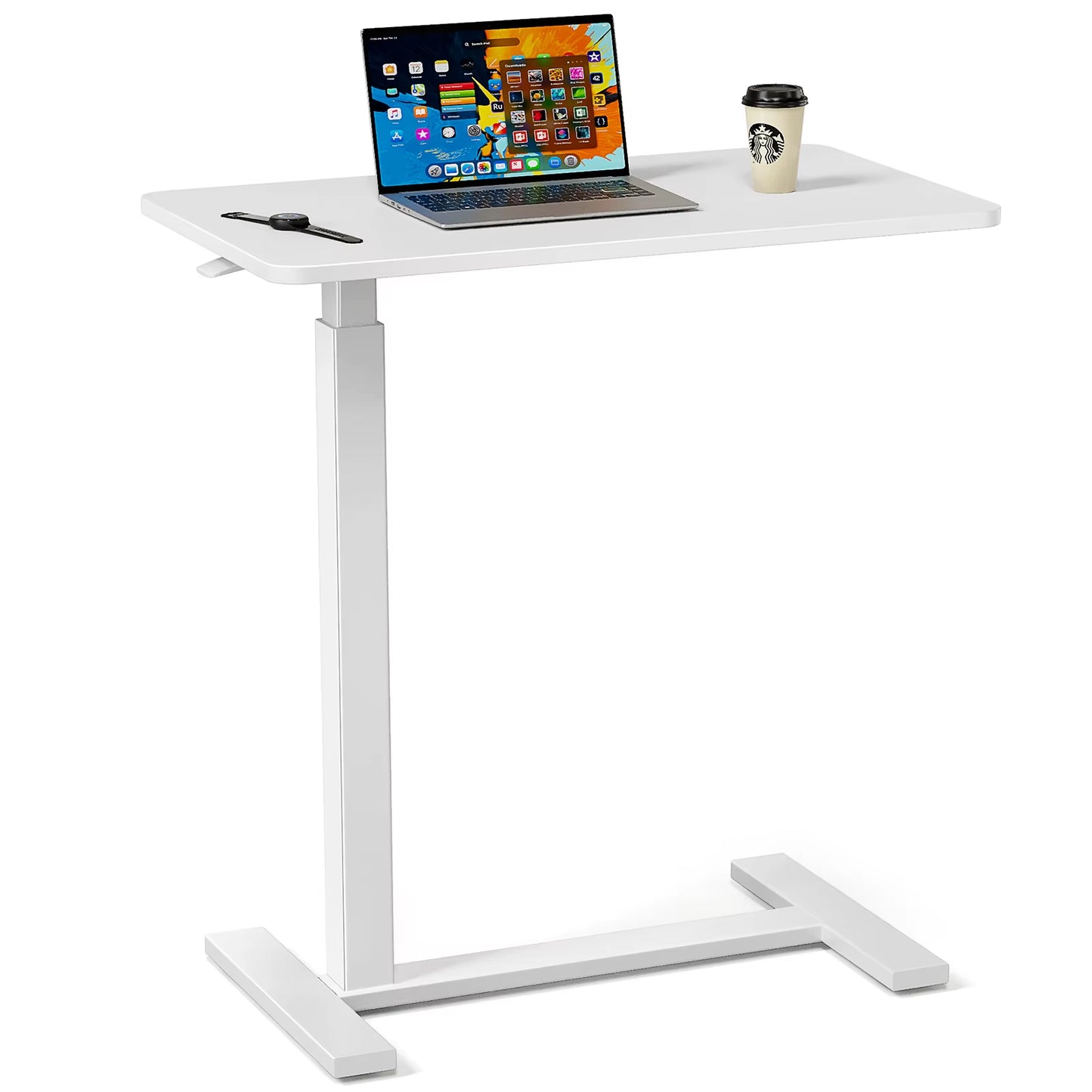 Overbed Bedside Sofa Table with Hidden Wheels Adjustable Height Home Use Bed Table Laptop Mobile Standing Desk for Bedroom