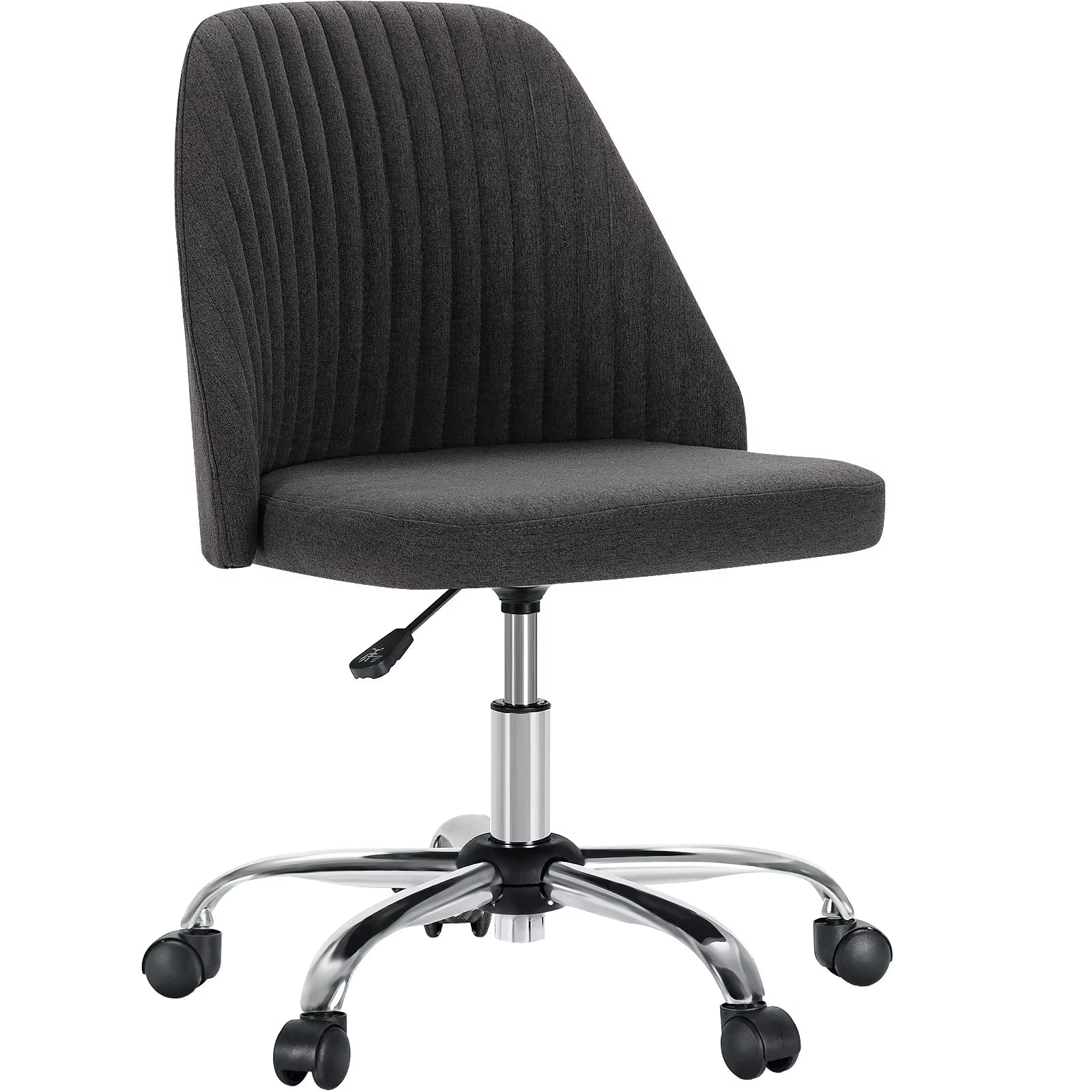 Armless Small Desk Office Chair Cute Vanity Swivel Chair with Back Modern Fabric with Wheels Swivel Task Home Gaming Chair