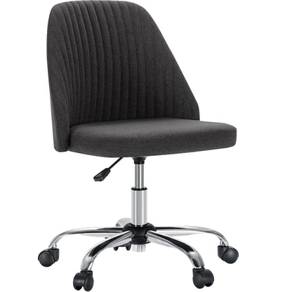 Armless Small Desk Office Chair Cute Vanity Swivel Chair with Back Modern Fabric with Wheels Swivel Task Home Gaming Chair