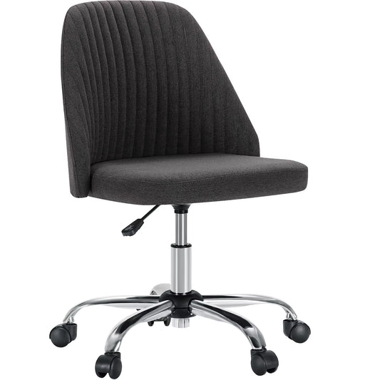 Armless Small Desk Office Chair Cute Vanity Swivel Chair with Back Modern Fabric with Wheels Swivel Task Home Gaming Chair