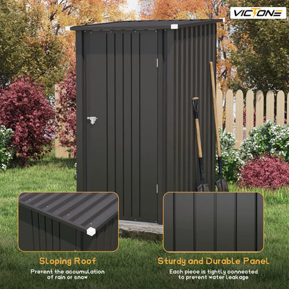 3' X 3' Compact Outdoor Storage Shed - Durable Small Garden Tool Storage with Sloping Roof, Single Lockable Door, Black