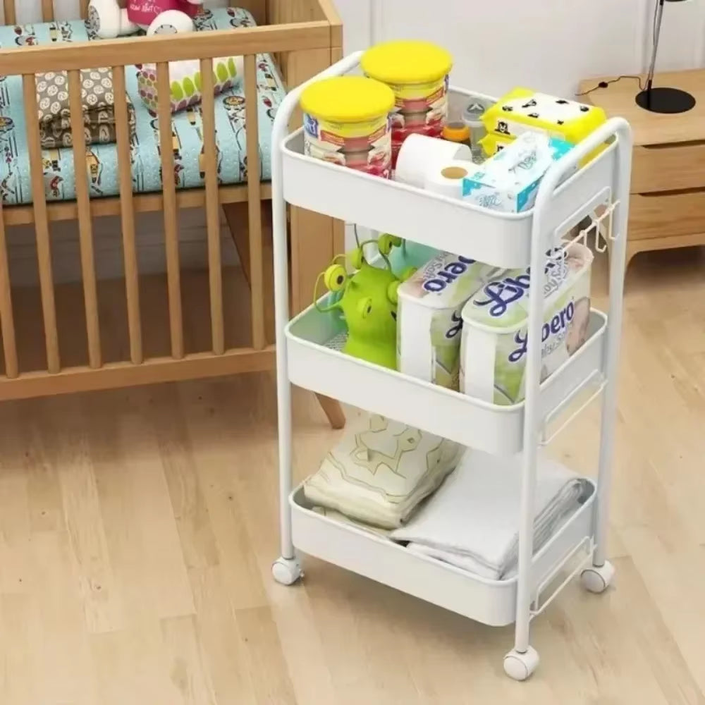 Bookshelf Storage Trolley Mobile Kitchen Organizer Cart with Wheels save Space Household Shelves Bedroom Snacks Storage Rack