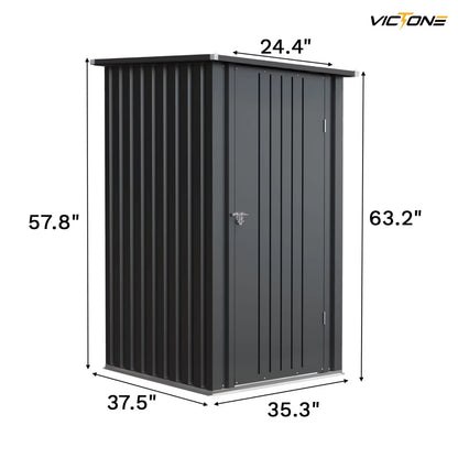 3' X 3' Compact Outdoor Storage Shed - Durable Small Garden Tool Storage with Sloping Roof, Single Lockable Door, Black