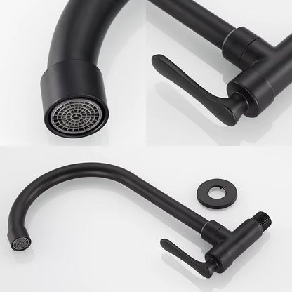 Wall Kitchen Faucet Single Cold Water Black Kitchen Faucets Universal Crane 360 Degree Turn Kitchen Mixer Taps ML772