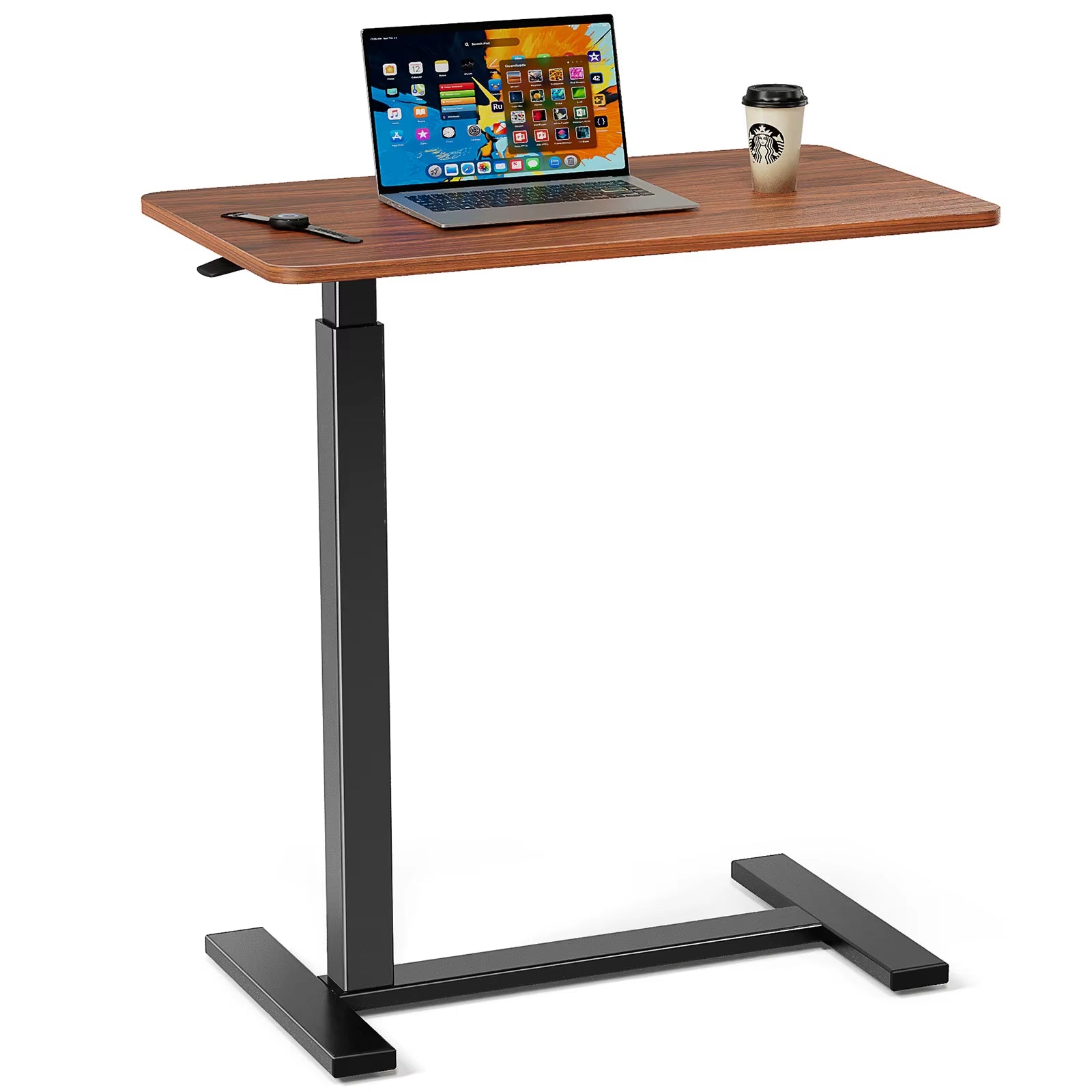 Overbed Bedside Sofa Table with Hidden Wheels Adjustable Height Home Use Bed Table Laptop Mobile Standing Desk for Bedroom