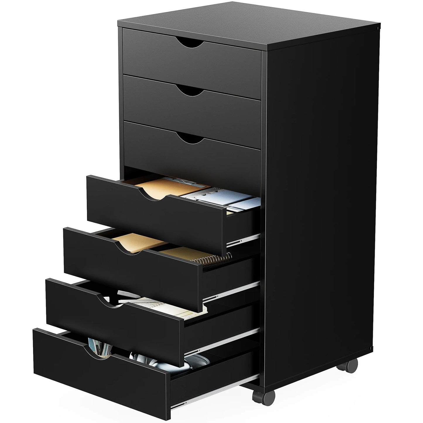 7 Drawer Chest Dressers Nightstand Storage Cabinet Wooden File Office Mobile Cabinet Wheels Living Room Organizer Rolling