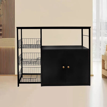 Kitchen Storage Cabinet Multifunctional Floor Standing Sideboard Cabinet Microwave Shelf Organizer Rack Pot Storage for Dining
