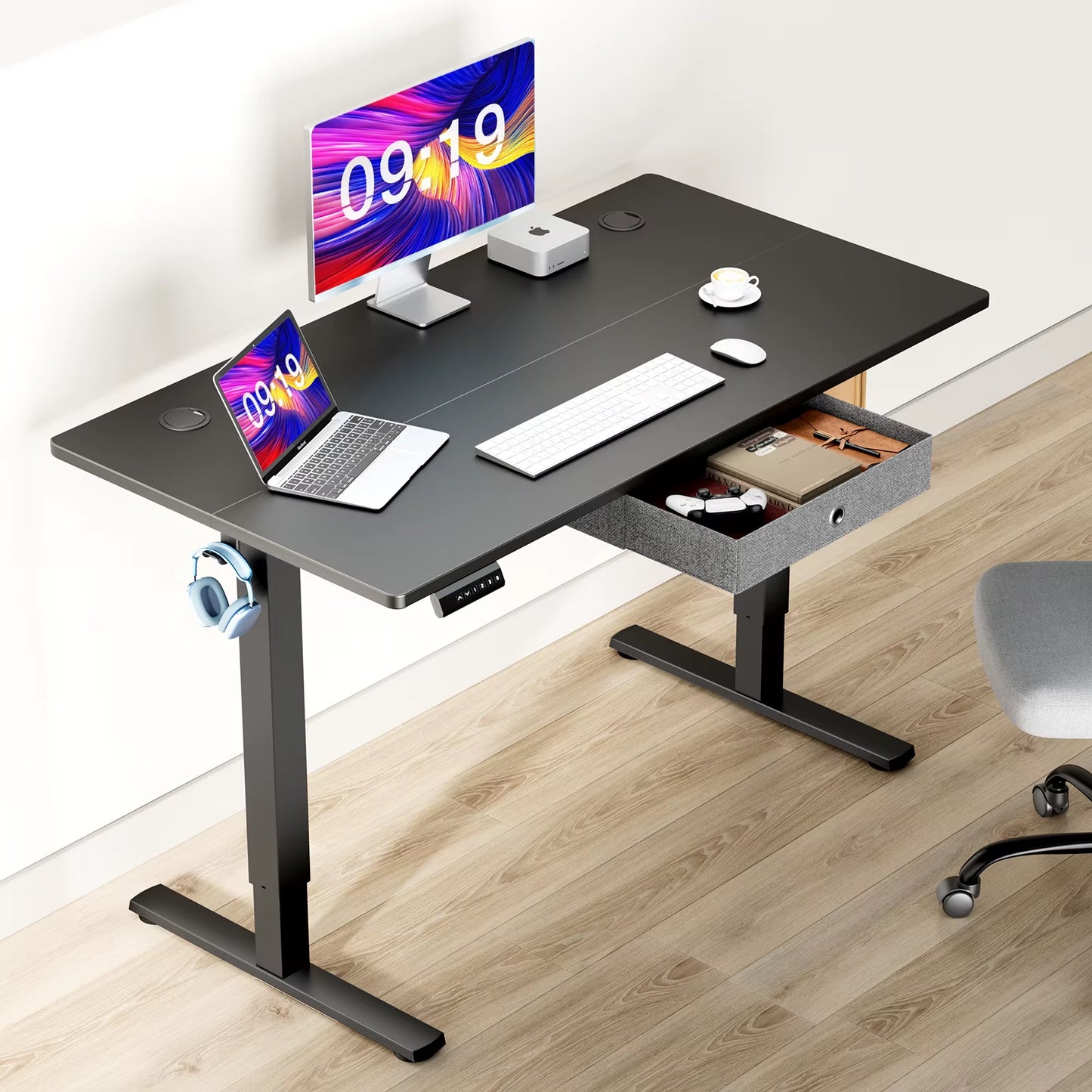 Electric Standing Desk Height Adjustable 55X24 Inch Computer Desk Workstation Ergonomic Work Table for Home Office