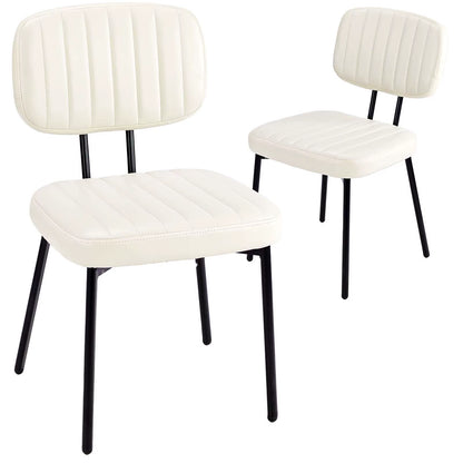 Dining Chairs Set of 2 Ergonomic Lumbar Support PU Leather Foam Sponge Cushion Seat and Metal Legs for Modern Kitchen