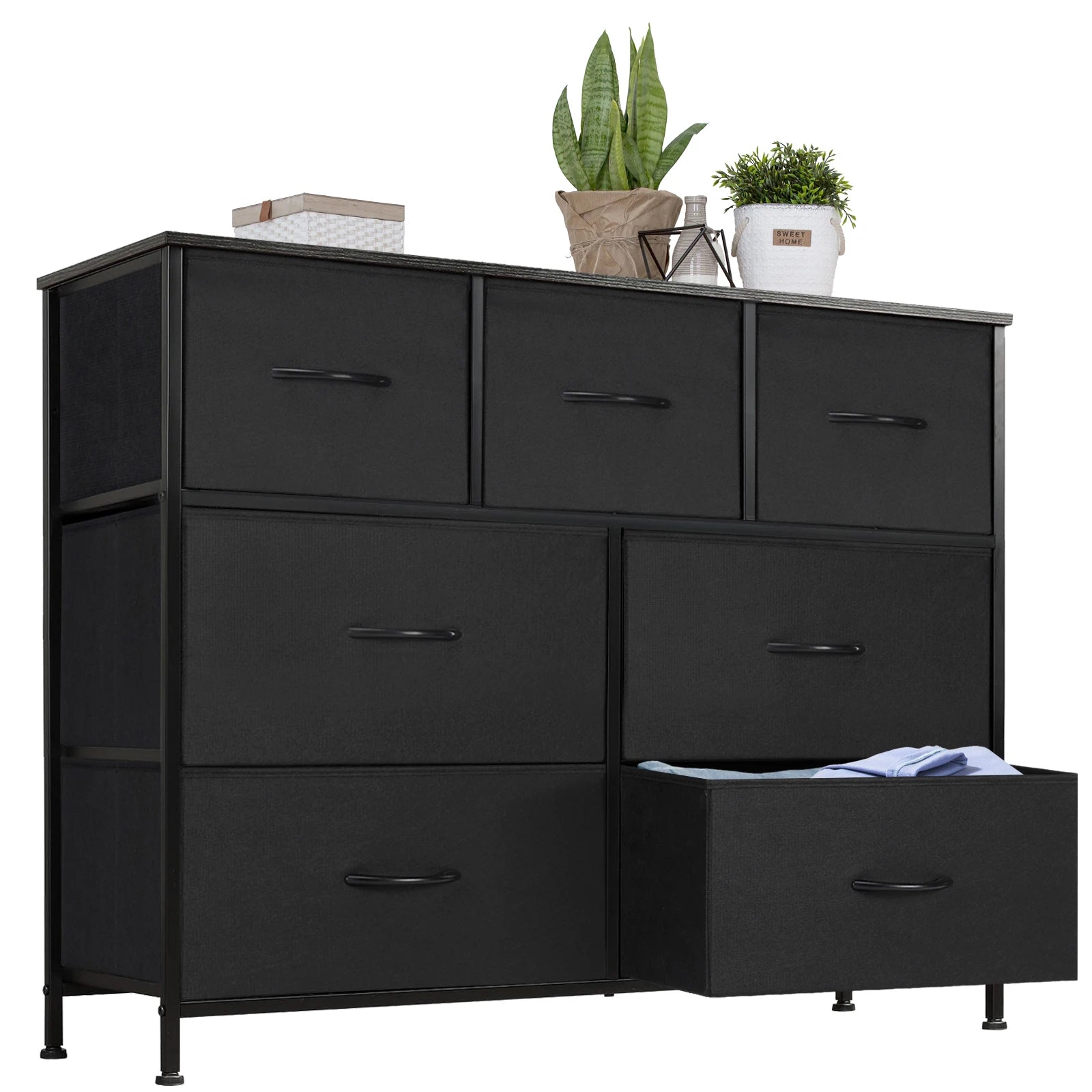 Desser for Bedroom with 7 Fabric Drawers Organizer Storage Closet Chest Clothes for Living Room Display Cabinet of Furniture