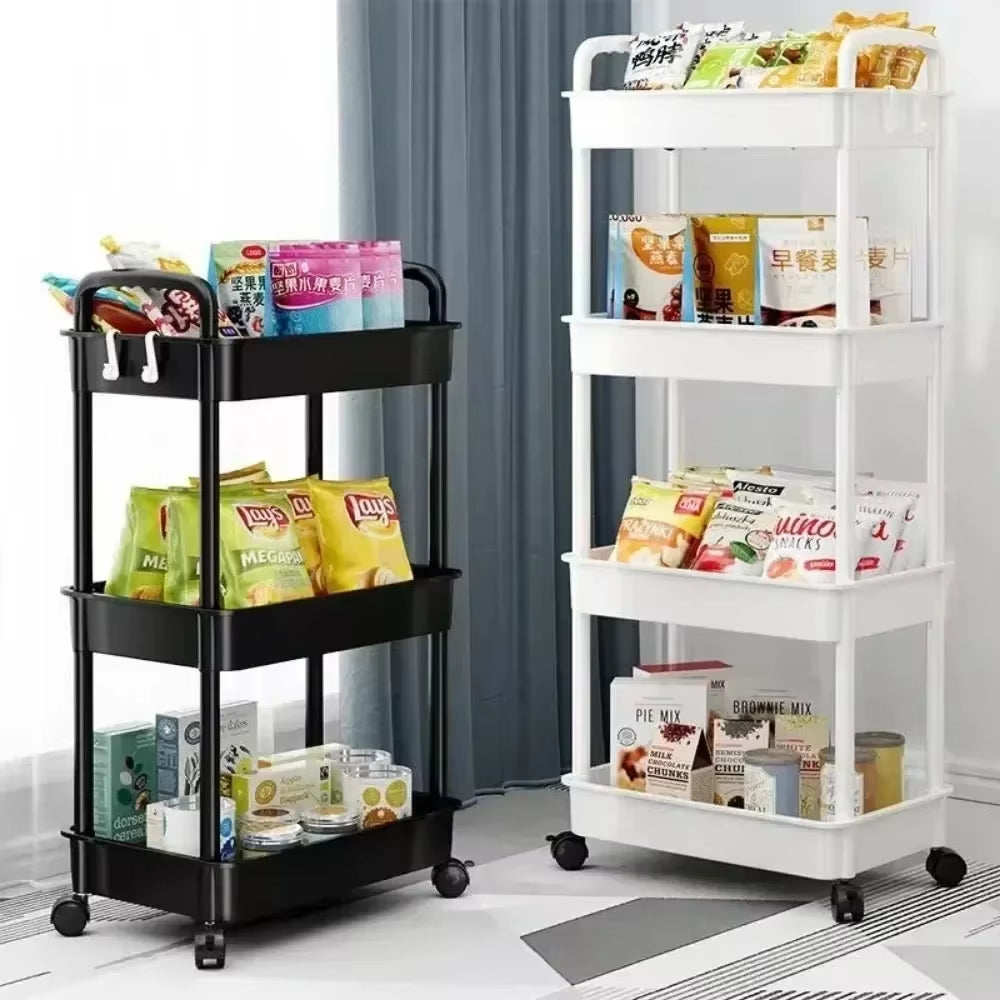 Bookshelf Storage Trolley Mobile Kitchen Organizer Cart with Wheels save Space Household Shelves Bedroom Snacks Storage Rack