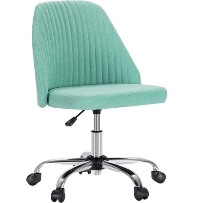Armless Small Desk Office Chair Cute Vanity Swivel Chair with Back Modern Fabric with Wheels Swivel Task Home Gaming Chair