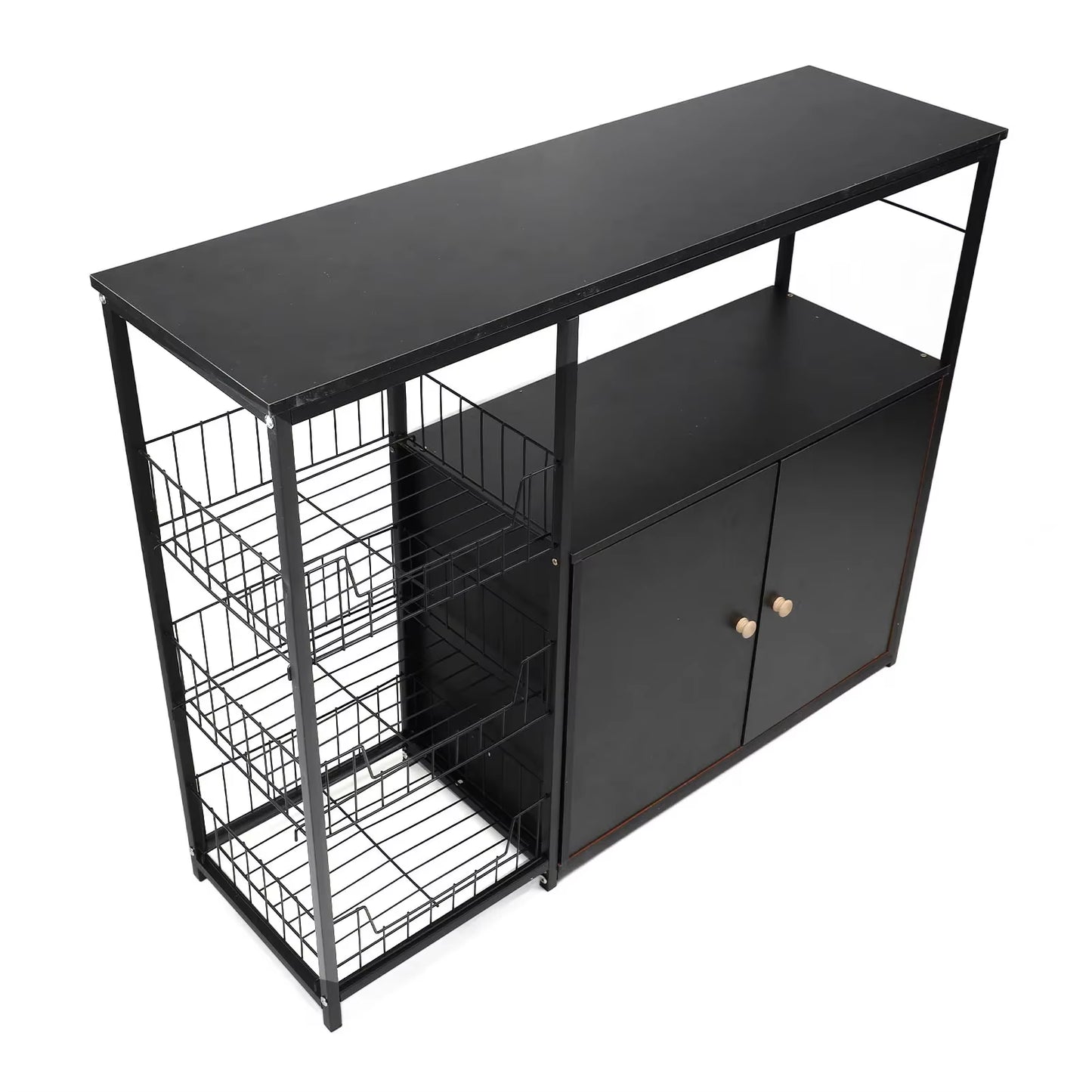 Kitchen Storage Cabinet Multifunctional Floor Standing Sideboard Cabinet Microwave Shelf Organizer Rack Pot Storage for Dining