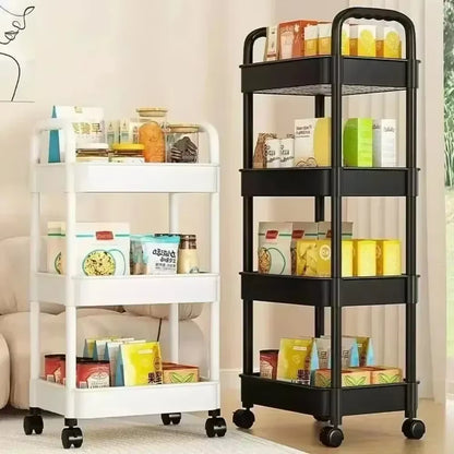 Bookshelf Storage Trolley Mobile Kitchen Organizer Cart with Wheels save Space Household Shelves Bedroom Snacks Storage Rack