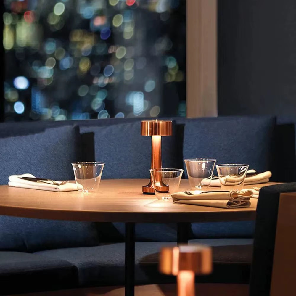 Retro LED Rechargeable Touch Metal Table Lamp 3 Colors Dimmable Creative Ambient Lights Desk Lamp Bar Room Decor LED Night Light