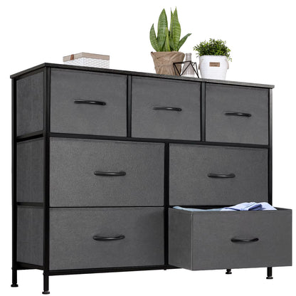 Desser for Bedroom with 7 Fabric Drawers Organizer Storage Closet Chest Clothes for Living Room Display Cabinet of Furniture