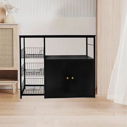 Kitchen Storage Cabinet Multifunctional Floor Standing Sideboard Cabinet Microwave Shelf Organizer Rack Pot Storage for Dining