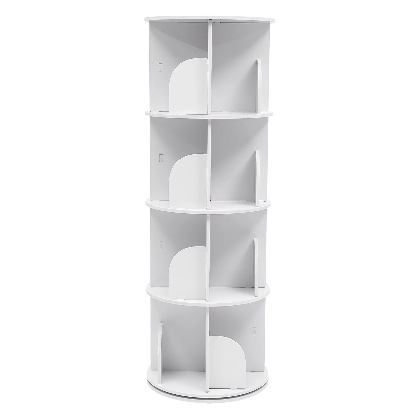2/4-Tier Wooden Rotatable Bookshelf - 360°Display Floor Standing Storage Rack, White Multifunctional Bookshelf Organizer