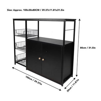 Kitchen Storage Cabinet Multifunctional Floor Standing Sideboard Cabinet Microwave Shelf Organizer Rack Pot Storage for Dining