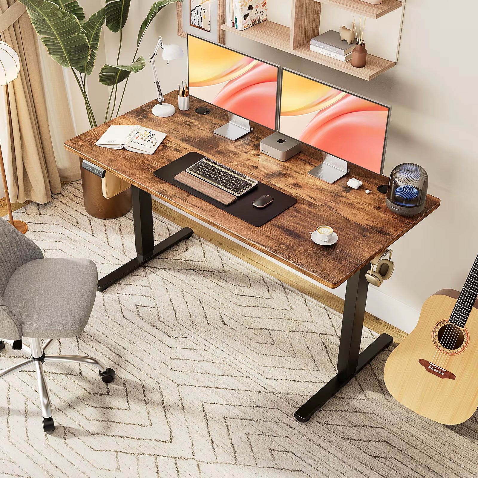 Electric Standing Desk Height Adjustable 55X24 Inch Computer Desk Workstation Ergonomic Work Table for Home Office