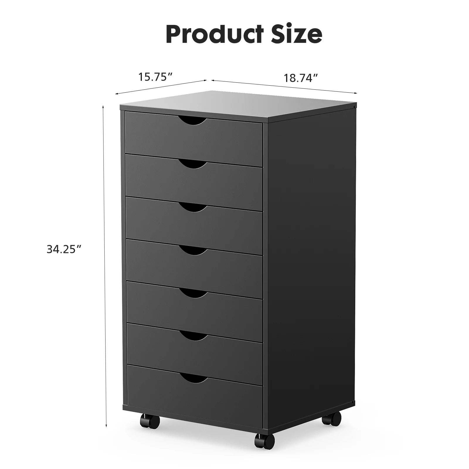 7 Drawer Chest Dressers Nightstand Storage Cabinet Wooden File Office Mobile Cabinet Wheels Living Room Organizer Rolling