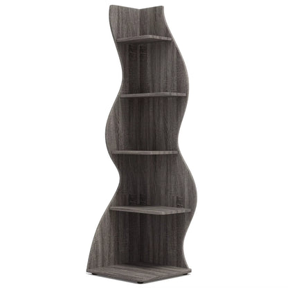 Corner Shelf, Modern 5-Tier Wall Corner Bookshelf, Stylish Corner Small Bookcase Storage Rack Plant Stand