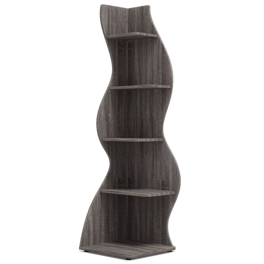 Corner Shelf, Modern 5-Tier Wall Corner Bookshelf, Stylish Corner Small Bookcase Storage Rack Plant Stand