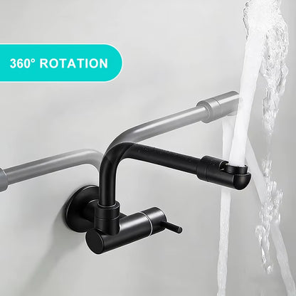 Wall Kitchen Faucet Single Cold Water Black Kitchen Faucets Universal Crane 360 Degree Turn Kitchen Mixer Taps ML772
