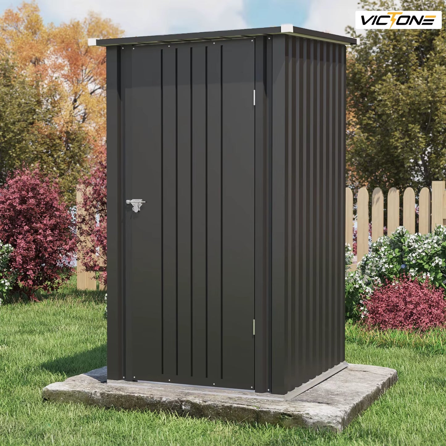 3' X 3' Compact Outdoor Storage Shed - Durable Small Garden Tool Storage with Sloping Roof, Single Lockable Door, Black