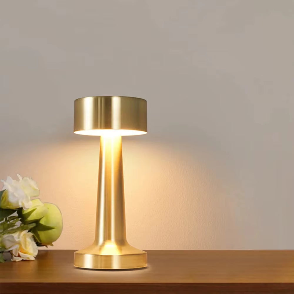 Retro LED Rechargeable Touch Metal Table Lamp 3 Colors Dimmable Creative Ambient Lights Desk Lamp Bar Room Decor LED Night Light