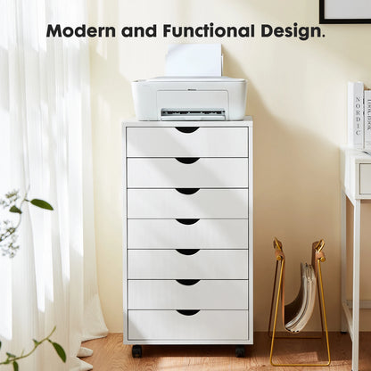 7 Drawer Chest Dressers Nightstand Storage Cabinet Wooden File Office Mobile Cabinet Wheels Living Room Organizer Rolling
