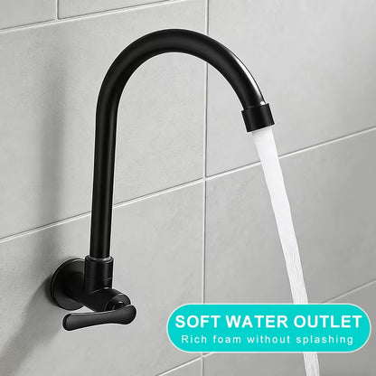 Wall Kitchen Faucet Single Cold Water Black Kitchen Faucets Universal Crane 360 Degree Turn Kitchen Mixer Taps ML772