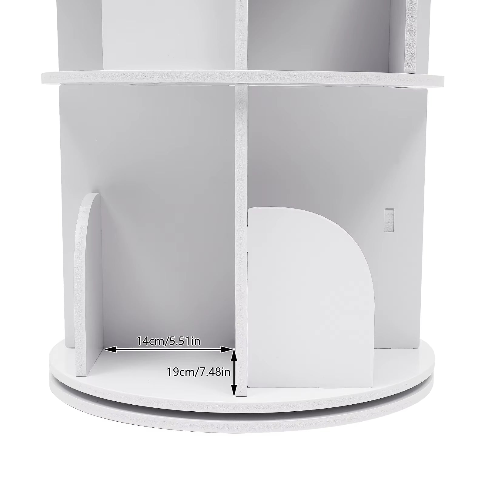 2/4-Tier Wooden Rotatable Bookshelf - 360°Display Floor Standing Storage Rack, White Multifunctional Bookshelf Organizer